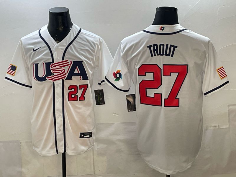 Men 2026 World Cub USA #27 Trout White Game Nike MLB Jersey style 005->more jerseys->MLB Jersey